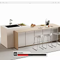 Modern Minimalist Bar Counter With Wooden White Design Sink Fresh Fruits Tableware And Stools