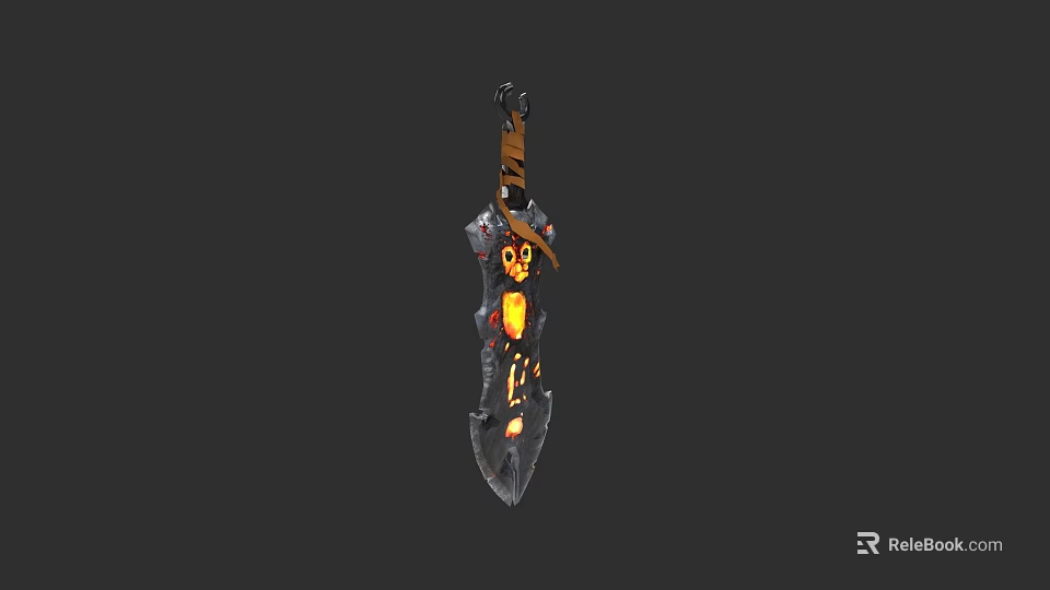 Flaming Warrior Weapon With Glowing Fiery Edges And Mythical Creature Elements 3d model 