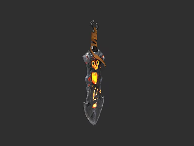 Flaming Warrior Weapon With Glowing Fiery Edges And Mythical Creature Elements 3d model
