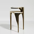 Modern Stacked Side Tables With Brass Legs And Transparent Glass Tops