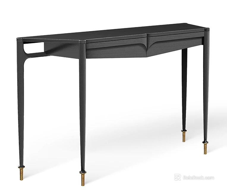 Modern Black Side Table With Sleek Design And Gold Metal Legs 3d model 