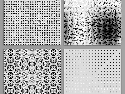 Four Different Black and White Geometric Patterns Abstract Textures Design 3d model