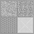 Four Different Black and White Geometric Patterns Abstract Textures Design