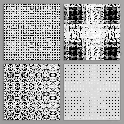 Four Different Black and White Geometric Patterns Abstract Textures Design 3d model