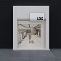 Modern Clothing Store Interior With Wooden Display Walls Seating And Decorative Plants