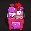 Pink XOXO Themed Machine Decorated With Hearts And Purple Envelope Inside
