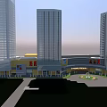 Modern Commercial Complex With High Rise Buildings Shopping Mall And Central Plaza