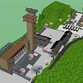 Scenic Visitor Center with Tower Green Hillside and Lush Trees