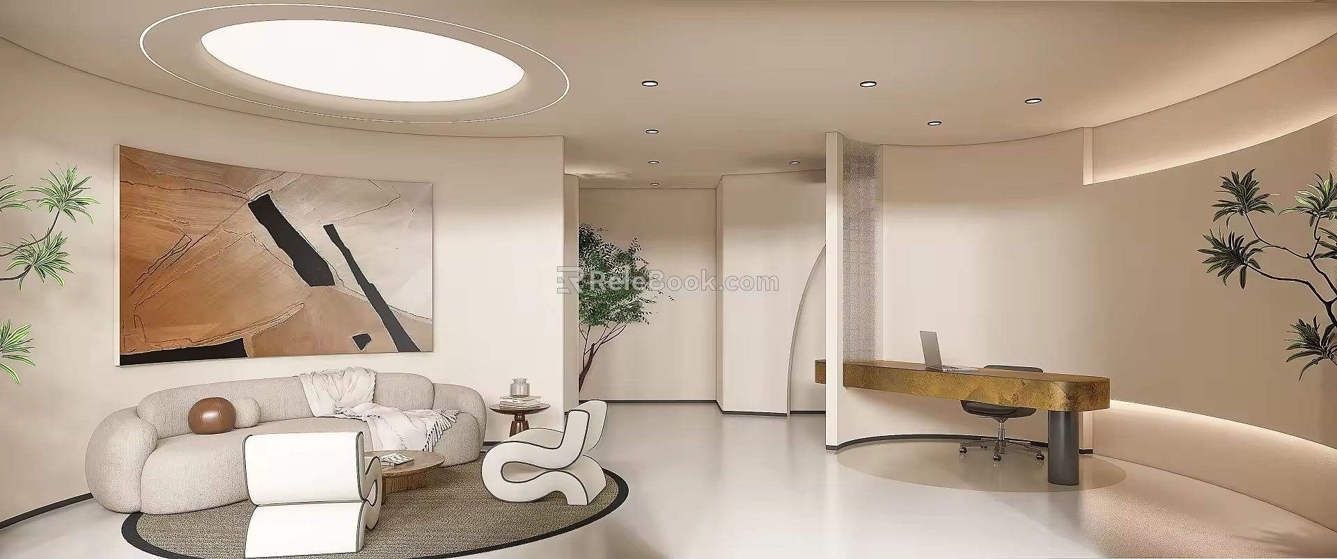 Modern Cream Wind Front Desk 3d model