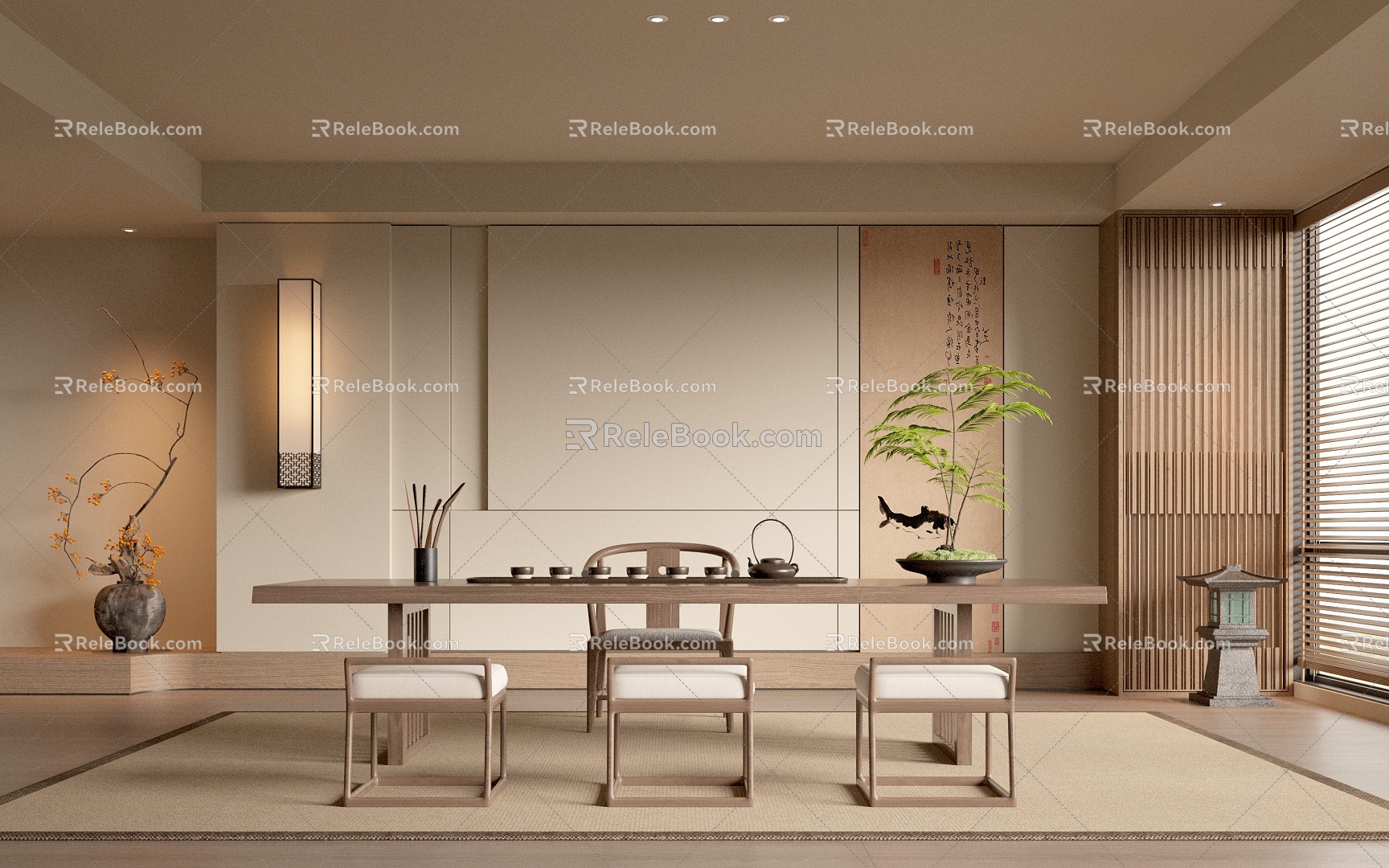 New Chinese Style Tea Room New Song Style Meeting Room Tea Room 3d model