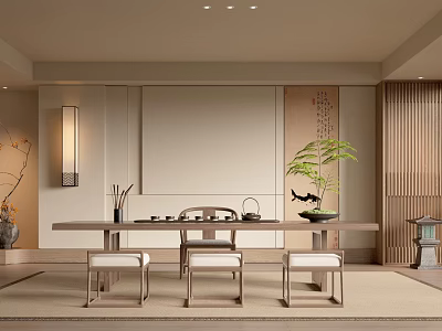 New Chinese Style Tea Room New Song Style Meeting Room Tea Room 3d model