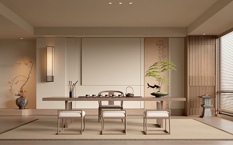 New Chinese Style Tea Room New Song Style Meeting Room Tea Room 3d model