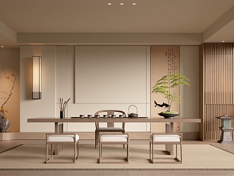 New Chinese Style Tea Room New Song Style Meeting Room Tea Room 3d model