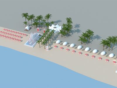 Modern Beach Online Red Beach Architecture model