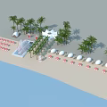 Modern Beach Online Red Beach Architecture 3d model