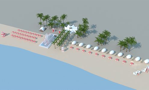 Modern Beach Online Red Beach Architecture 3d model