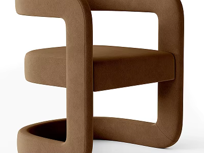 Modern Brown Accent Chair With Geometric Structure And Comfortable Upholstered Design For Home Interior 3d model