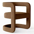 Modern Brown Accent Chair With Geometric Structure And Comfortable Upholstered Design For Home Interior