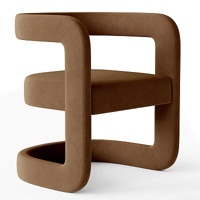 Modern Brown Accent Chair With Geometric Structure And Comfortable Upholstered Design For Home Interior 3d model