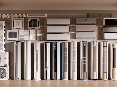 Air Conditioners and Fans Display with Various Styles and Different Designs 3d model