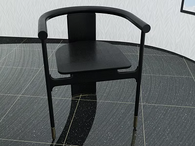 Black Accent Chair With Curved Arms And Slim Metal Legs In Modern Space 3d model