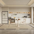 Elegant Modern Tea Room Interior With Cabinets Coffee Machine And Dining Chairs 3d model