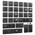 Collection of White Electrical Outlets and Light Switches with Various Designs for Home Use