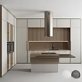 Modern Kitchen With Dark And Wooden Cabinets Island Range Hood And Sink