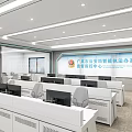 Modern Monitoring Room With Multiple Screens And White Chairs