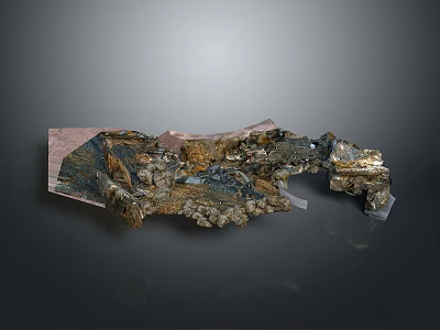 Unique Irregular Shaped Object With Metallic Luster And Rock Texture On Dark Background 3d model