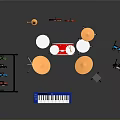 Home Living Musical Instruments Collection Including Guitars Drums Keyboard And Trumpet