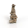 Natural Stone and Wood Stacked Tower Decorative Structure for Home Design