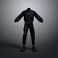 Black Utility Jacket And Pants Set With Multiple Pockets For Casual Daily Wear