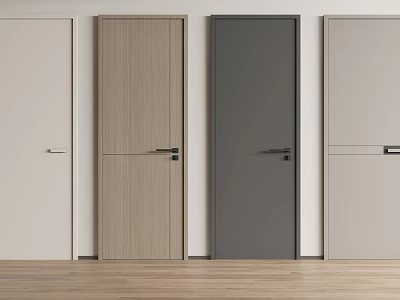 Modern swing door single door bedroom door 3d model