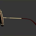 Luxury Sunglasses With Gold Frame Red Temples Leopard Print Accents And Dark Lenses