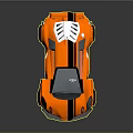 Orange Racing Car with Black Stripes Rear Spoiler and High Performance Design