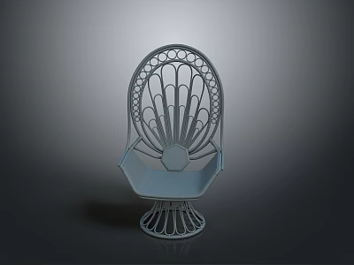 Modern Single Chair With Intricate Cutout Backrest And Circular Base Design 3d model