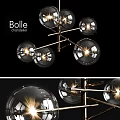 Bolle Chandelier Featuring Glass Globes And Modern Metal Frame Design