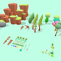 Diverse Plant Combinations With Various Trees Shrubs And Colorful Garden Elements 3d model