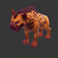 Detailed Fierce Hyena Character With Yellow Red Flaming Spotted Texture