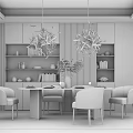 Modern Dining Table and Chair Combination 3d model