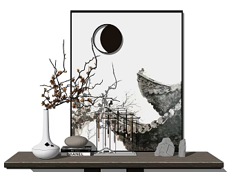 New Chinese style ornaments combination floral ornaments combination 3d model
