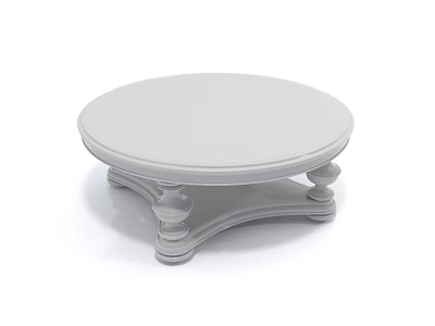 White Round Coffee Table With Decorative Base And Simple Modern Design 3d model