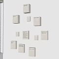 Modern Minimalist Square White Wall Lamps Illuminated On Gray Wall With Multiple Sizes