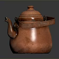 Vintage Copper Teapot as Classic Household Item with Lid Spout and Handle