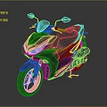 Modern Black Motorcycle With Orange Wheels Sleek Body And Reflective Surface