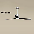 Poliform Modern White And Brown Ceiling Chandelier With Sleek Design And Wooden Blades