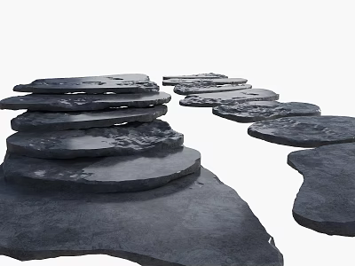 Natural Stone and Wood Stepping Stones for Outdoor Garden Landscape Design Elements 3d model
