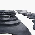 Natural Stone and Wood Stepping Stones for Outdoor Garden Landscape Design Elements
