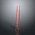 Red Portable Metal Ladder With Wheels Sturdy Frame And Steps 3d model